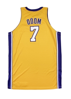 2009-10 Lamar Odom NBA Finals Game Used Los Angeles Lakers Home Jersey Photo Matched To Game 6 On 6/15/10 (Resolution Photomatching & Letter of Provenance)